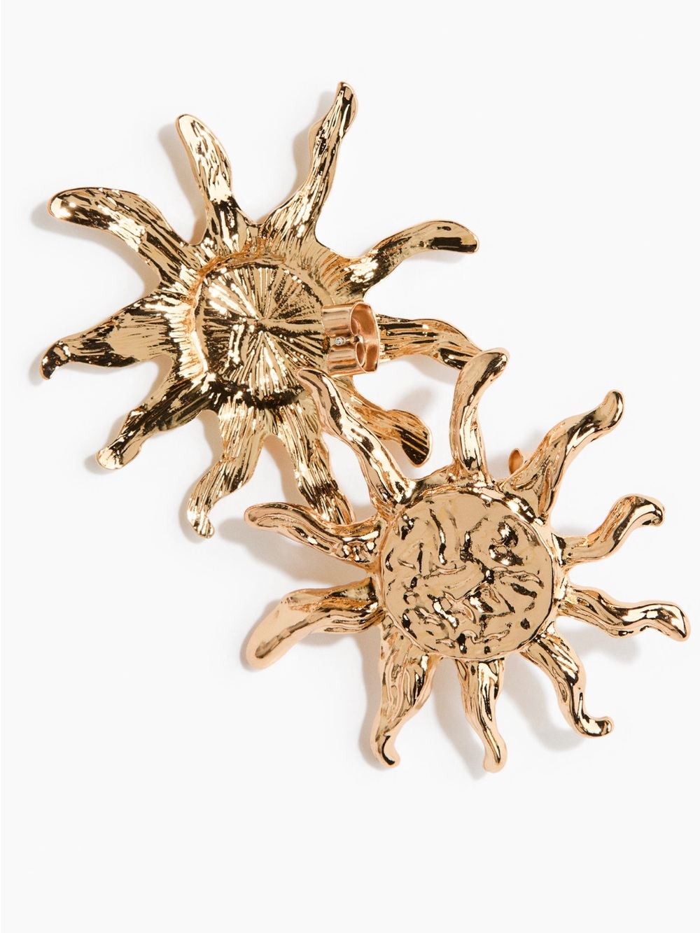 Gold Sun Statement Stud Earrings